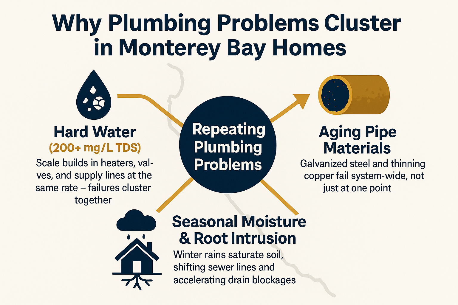 Why Plumbing Problems in Monterey Homes Tend to Show Up in Patterns 2 Why Plumbing Problems in Monterey Homes Tend to Show Up in Patterns